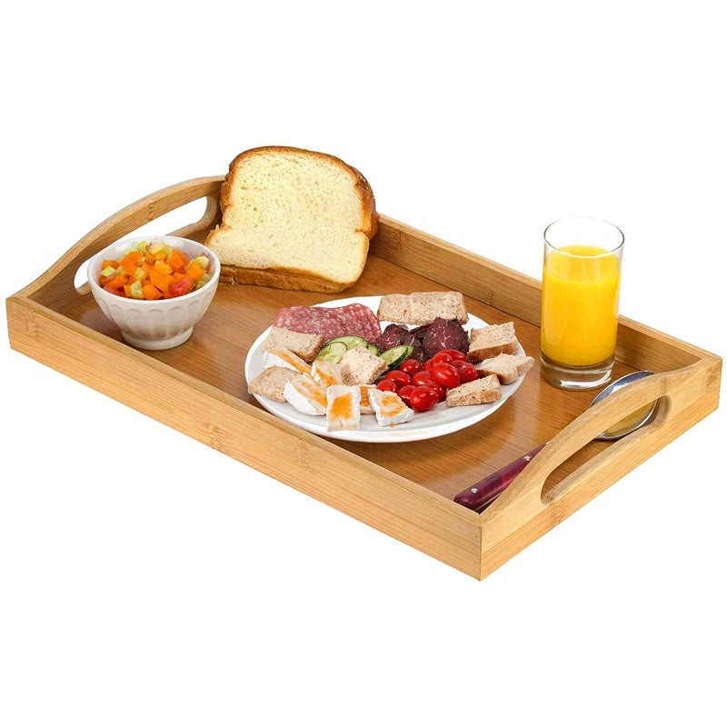 Home-it Tray with Large Handles - Bamboo Ottoman Tray, Great for Coffee Table, Couch, Tea, Bar, Breakfast, Dinner, or Any Food - Good for Parties or Bed for Eating (Home It) - Image 3